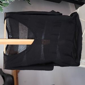 Black semi sheer short sleeve lightweight striped sweater Torrid plus sz 2